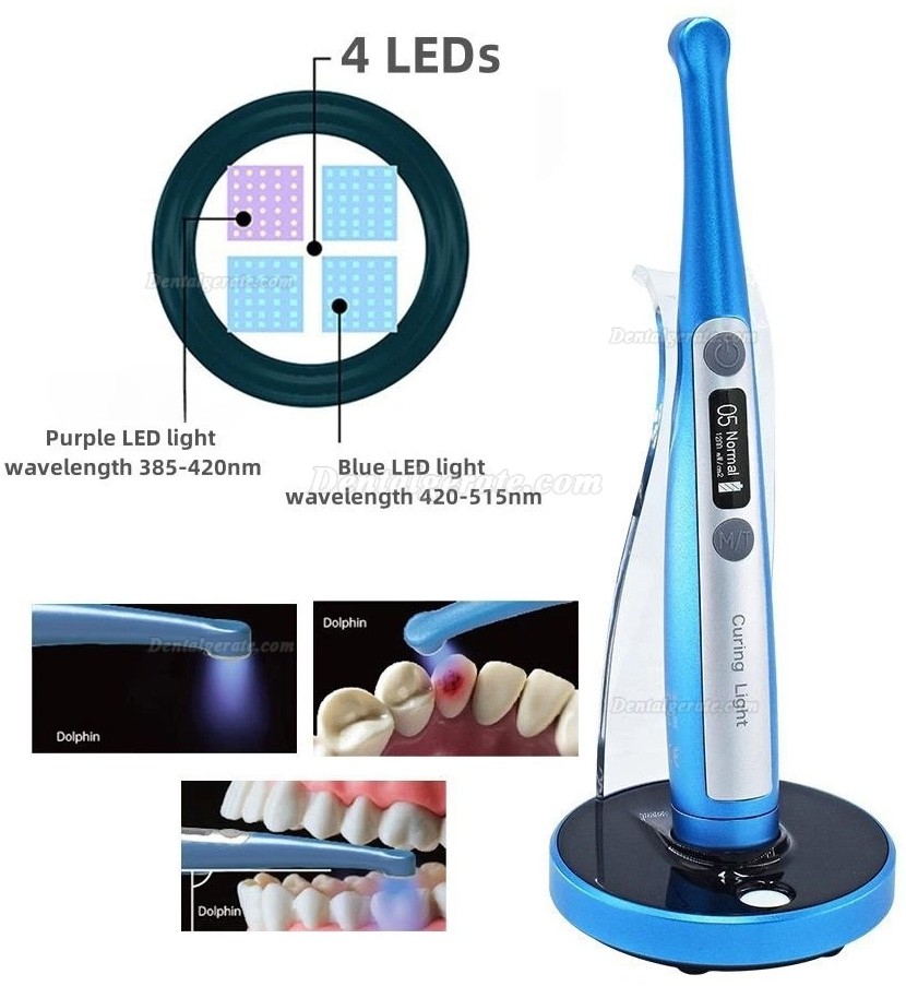 Mecco Dolphin LED-Polymerisationslampe Dental mit integriertem Radiometer und Mikro-Polymerisationslinse
